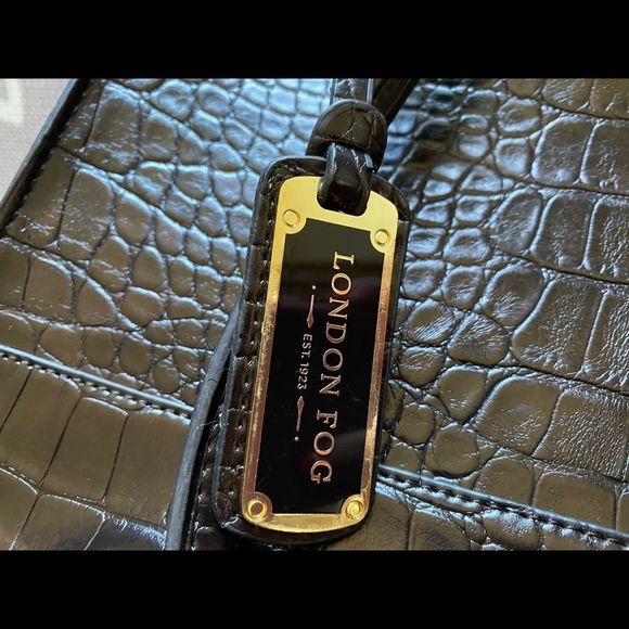 London Fog Faux Snakeskin Large Bag Brown - Picture 4 of 6